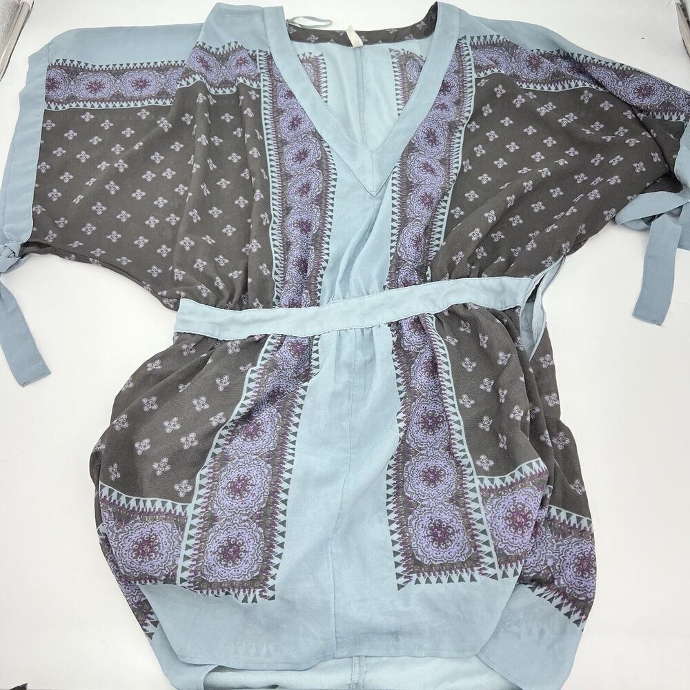 Free People Santa Cruz Light and Dark Blue Tunic Dress Oversized Top Size Small